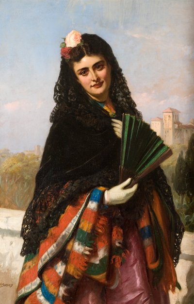 Spanish Lady with a Fan by John Bagnold Burgess